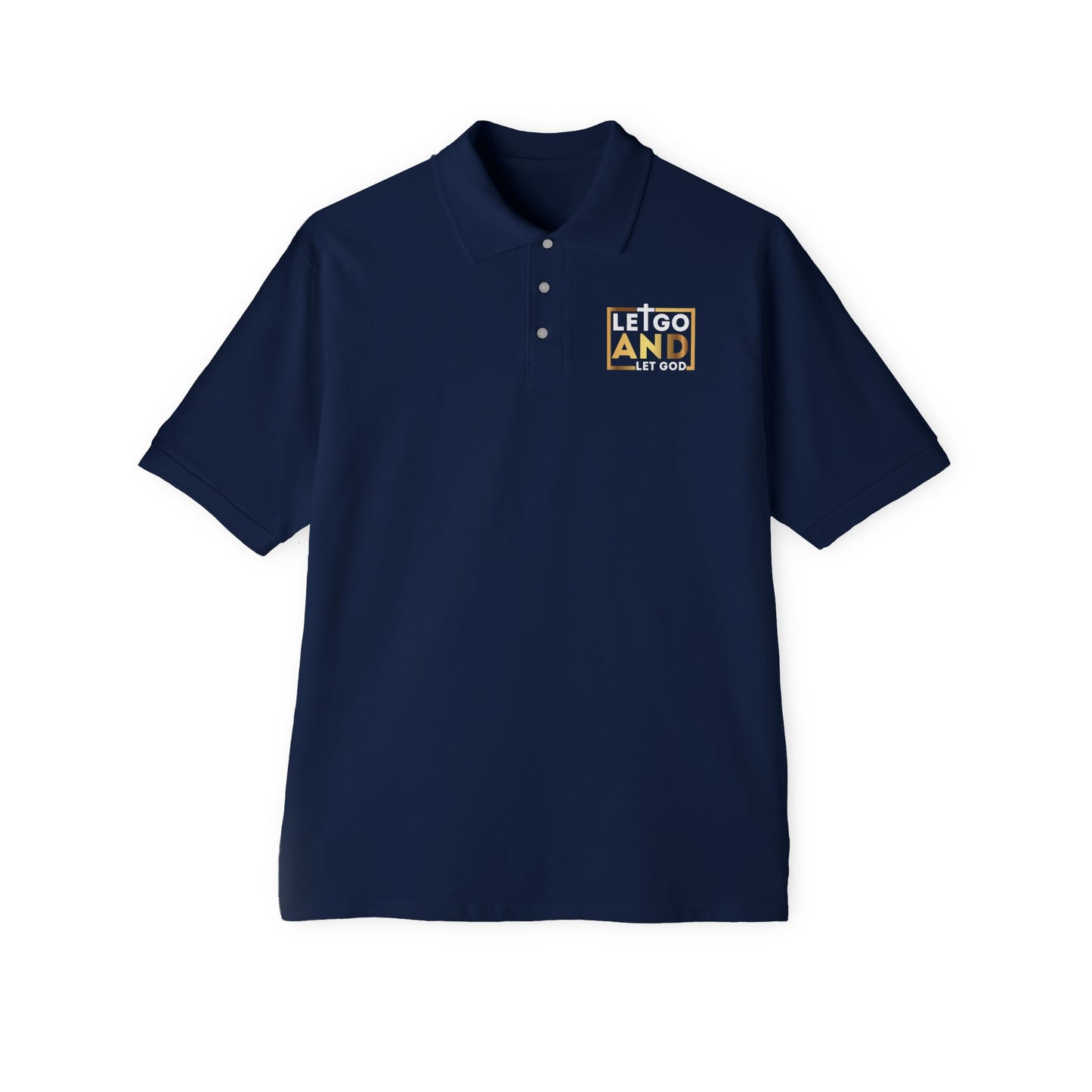 Let go and let God men's Piqué Polo
