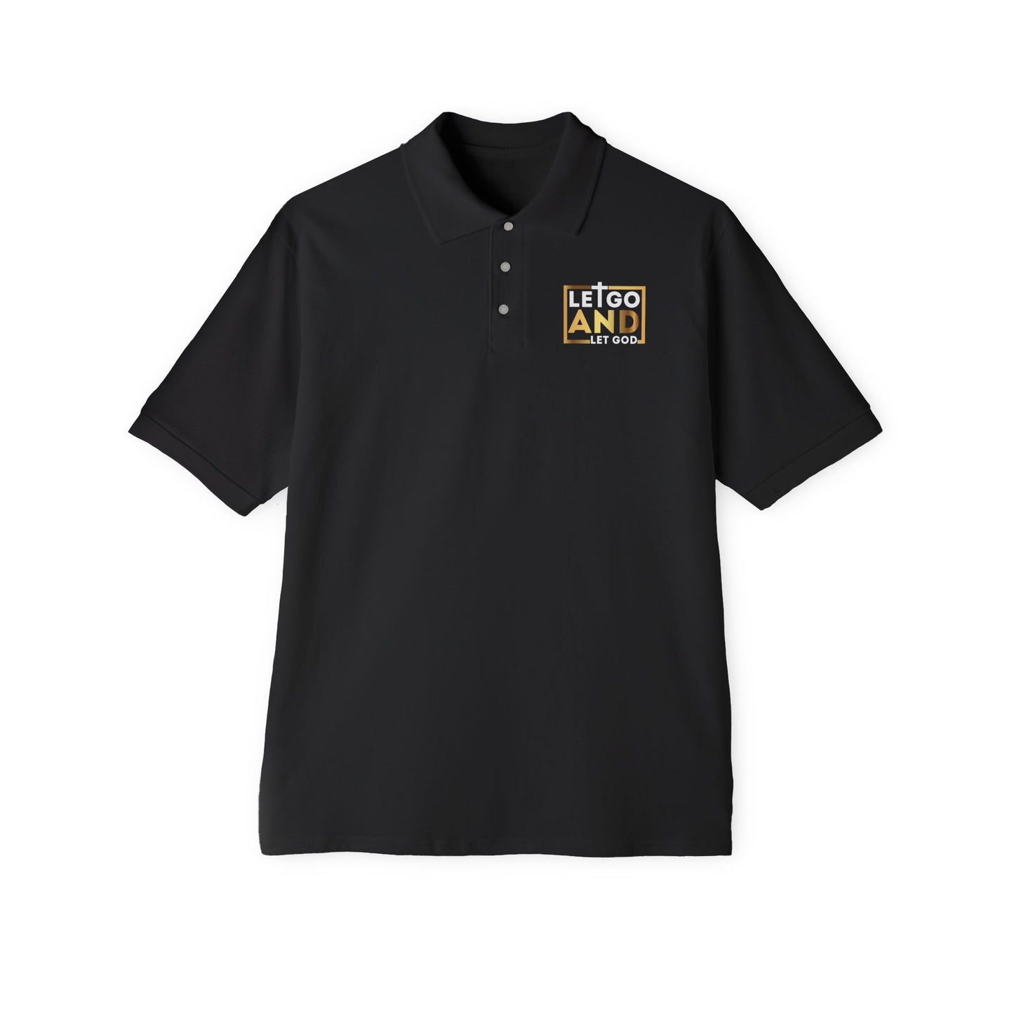 Let go and let God men's Piqué Polo