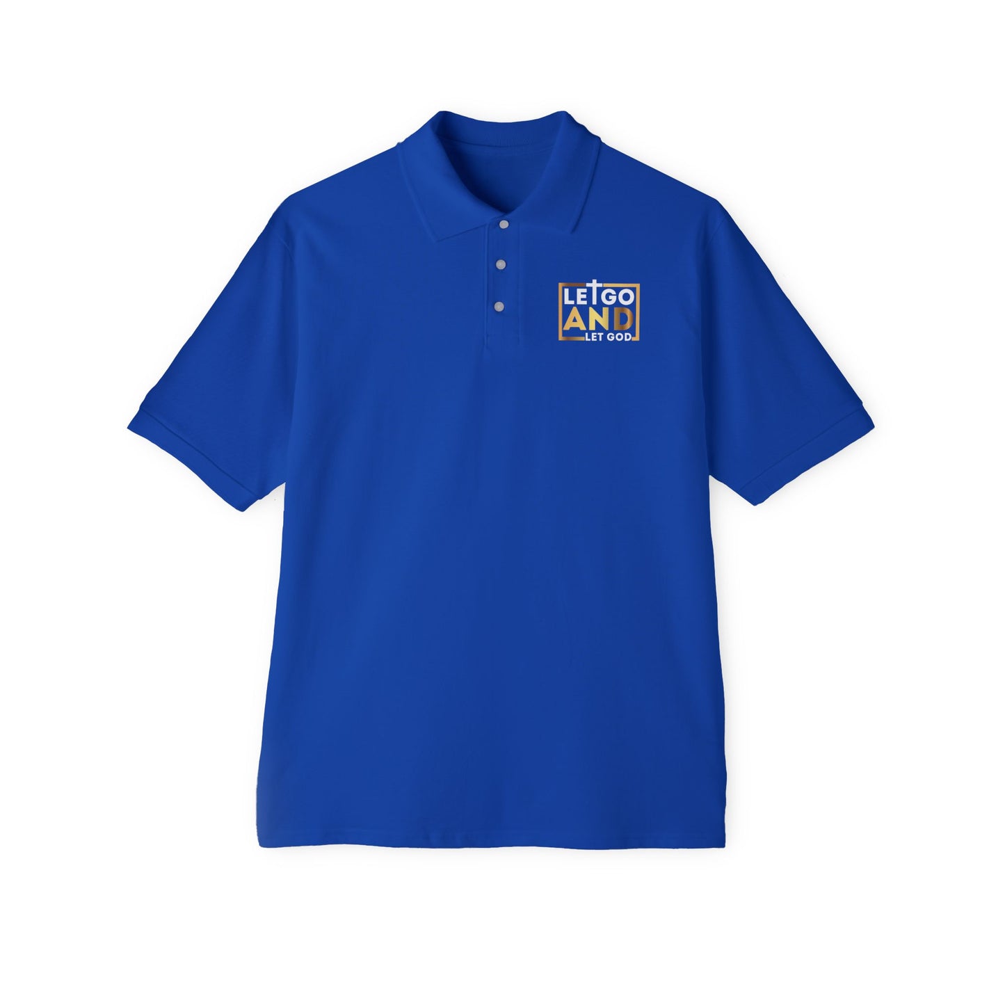 Let go and let God men's Piqué Polo