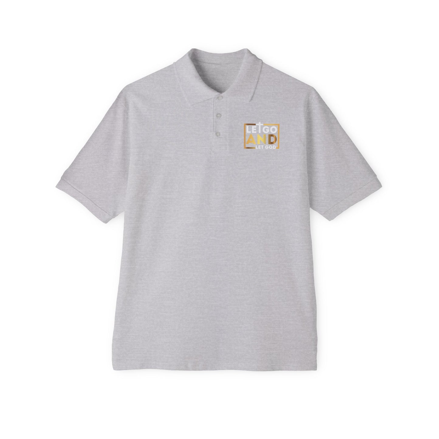 Let go and let God men's Piqué Polo