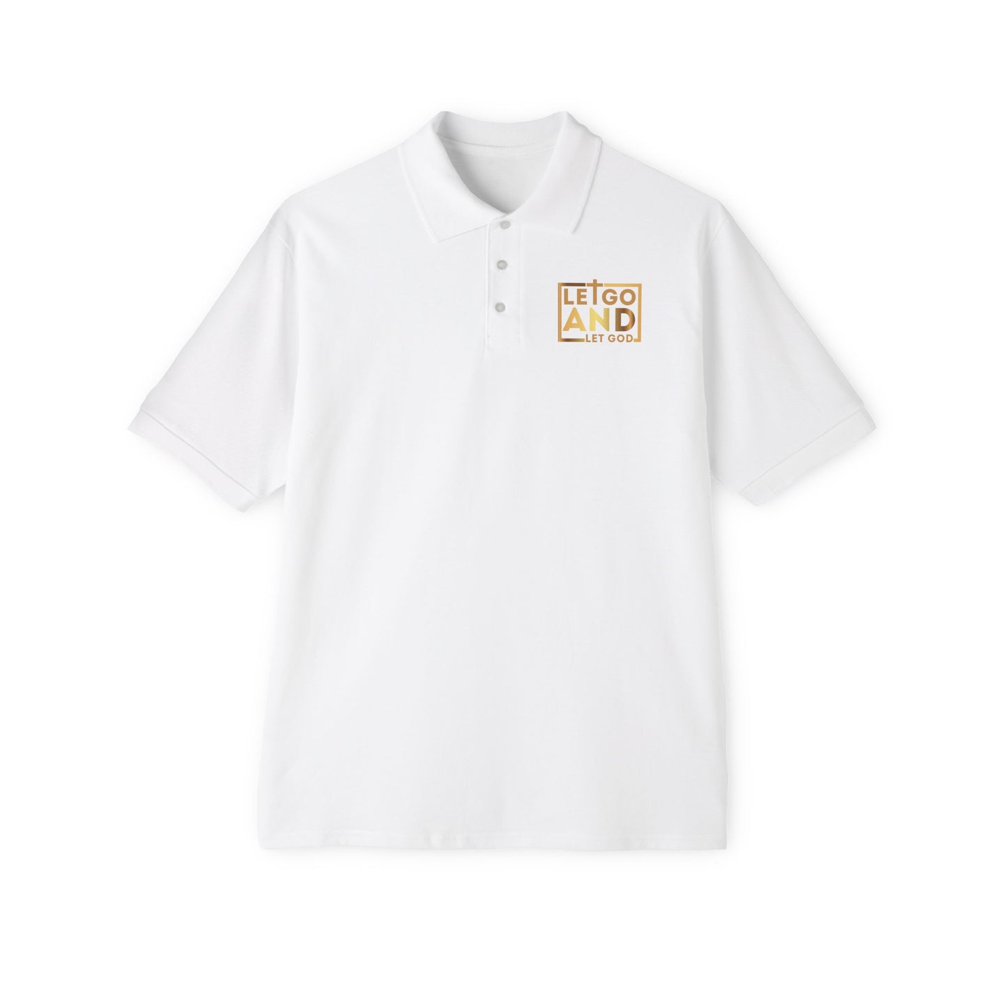 Let go and let God men's Piqué Polo